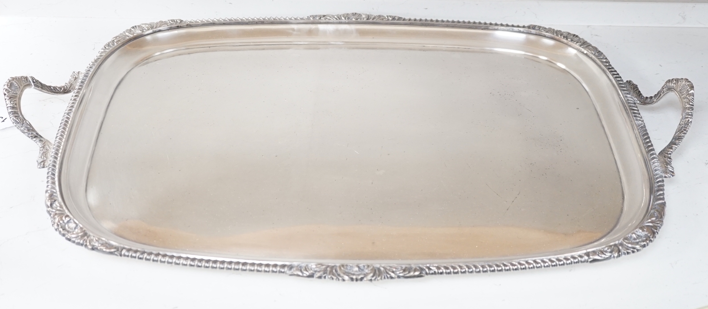 A Victorian electroplate two handled tray, 71cm